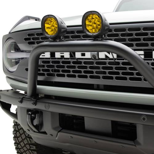 2021-2026 Ford Bronco Prerunner Baja Bar (Standard Hoop) LED Kit Includes (2) 4 inch Round Amber ZROADZ LED Pod Lights - Part # Z325441-KITA