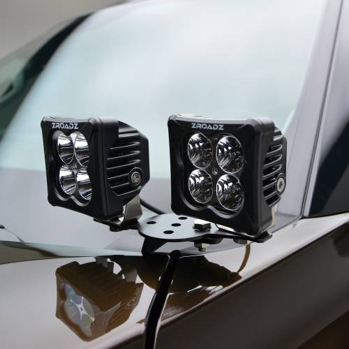 2022-2024 Toyota Tundra Hood Hinge LED Kit with (4) 3 Inch ZROADZ LED Pod Lights - Part # Z369671-KIT4