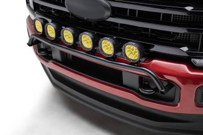 2023-2026 Ford Superduty, F250/F350/F450 Front Bumper Top LED Mounting Bracket Kit, Includes (6) ZROADZ 4-Inch Amber LED Light Pods and Universal Harness - Part # Z325981-KIT6A