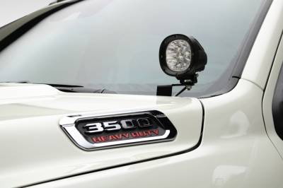 2019-2024 Ram 2500/3500 Ditch Light Mounting Bracket Kit, Includes (2) 4-inch Round ZROADZ White LED Light Pods and Universal Harness - Part # Z364531-KIT2