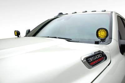 2019-2024 Ram 2500/3500 Ditch Light Mounting Bracket Kit, Includes (2) 4-inch Round ZROADZ Amber LED Light Pods and Universal Harness - Part # Z364531-KIT2A